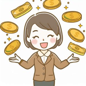ボーナスを投資に使ってお金を働かせて満足している人の画像
